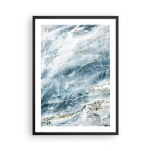 Pôster com moldura preta - Mármore azul com sutis veios dourados - 50x70cm - O mundo do Gelo - Decoração de parede moderna para a sala de estar e quarto ARTTOR