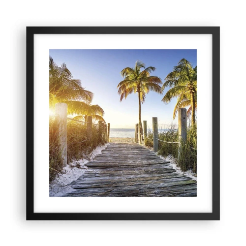 Pôster com moldura preta - Direto para o paraíso - 40x40 cm