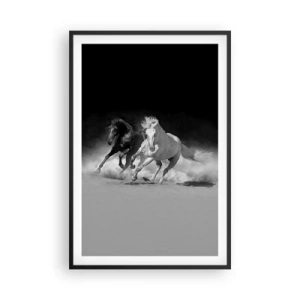 Pôster com moldura preta - Galope da liberdade - 61x91 cm