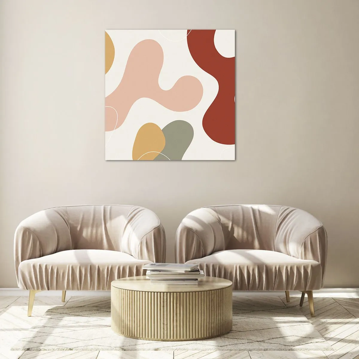 Quadro em vidro - Ziguezagues ornamentais - 50x50 cm