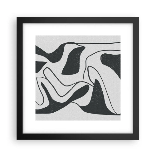 Pôster com moldura preta - Labirinto abstrato divertido - 30x30 cm
