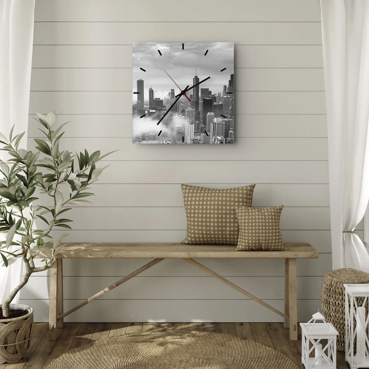 Relógio de parede - Relógio em vidro - Paisagem americana - 40x40 cm