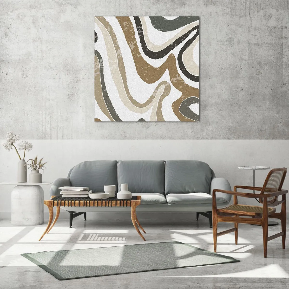 Quadro em vidro - Meandros de cores da terra - 40x40 cm