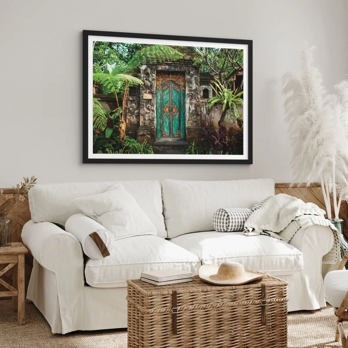 Pôster com moldura preta - Portas para um mundo exótico - 70x50 cm