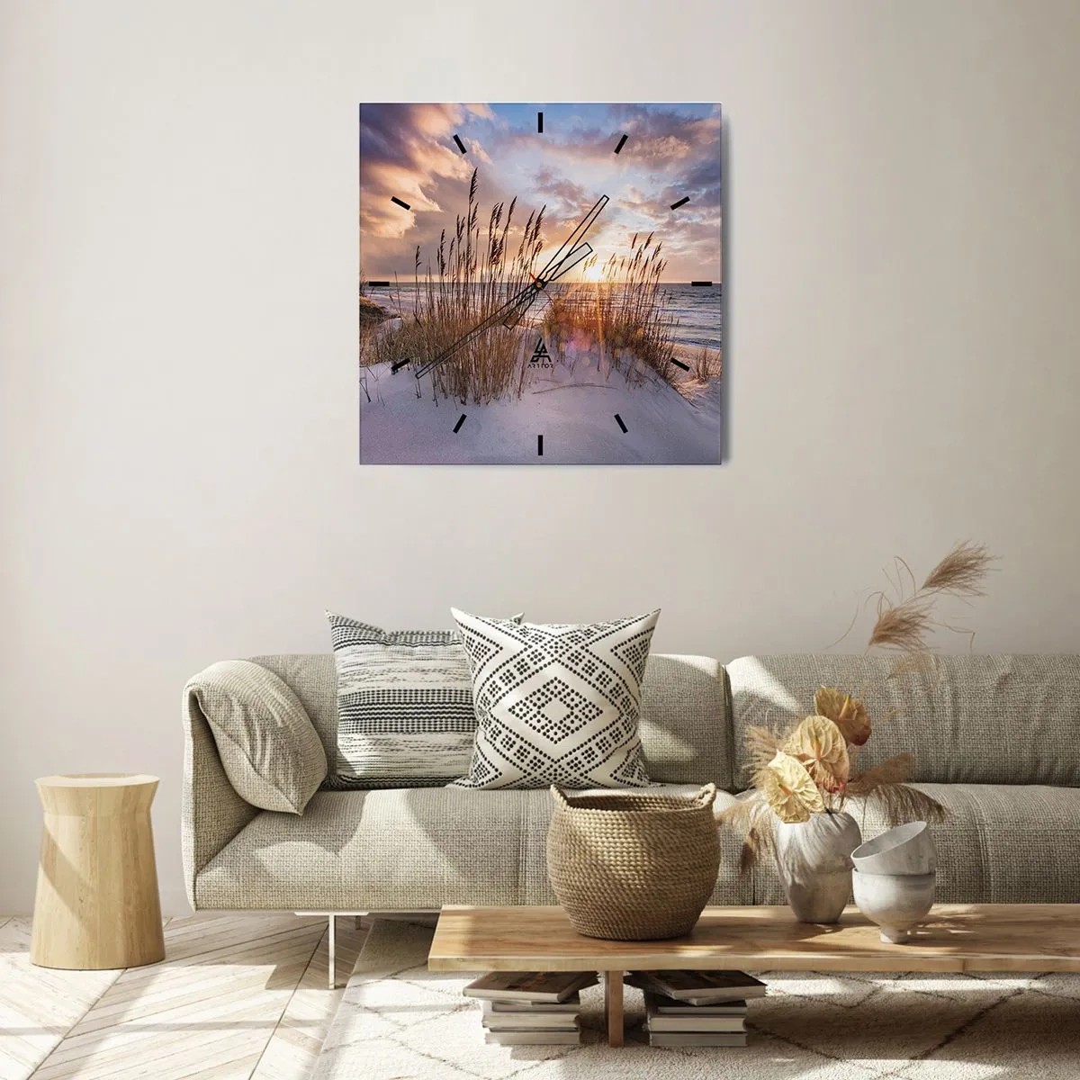 Relógio de parede - Relógio em vidro - Adeus ao sol e ao vento - 40x40 cm