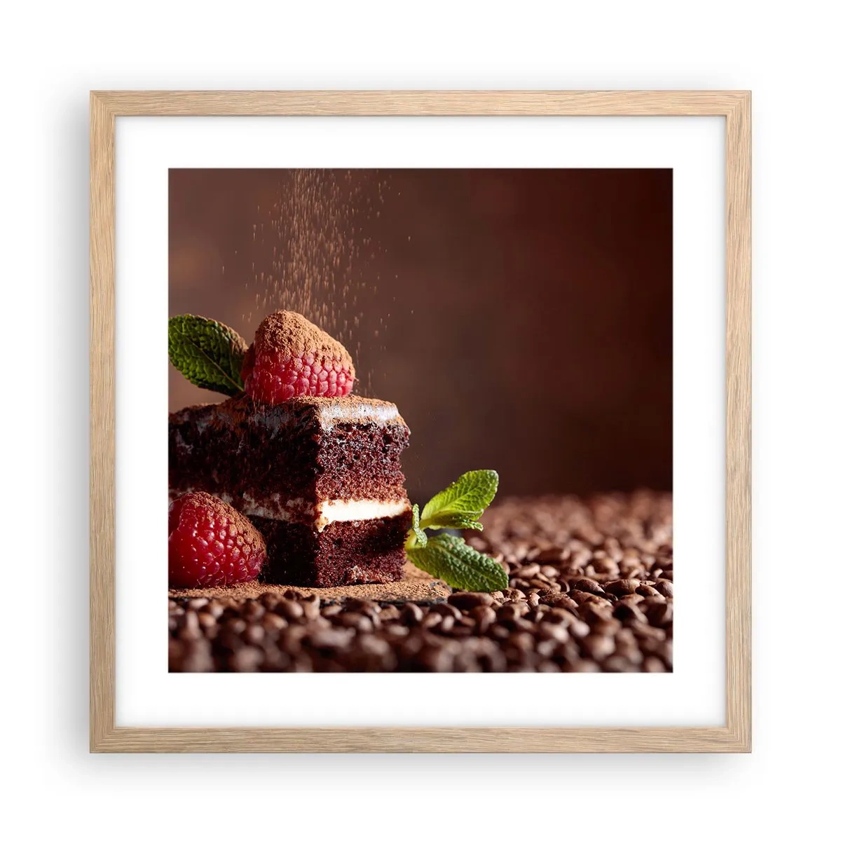 Pôster com moldura de carvalho claro - A vida é doce - 40x40 cm