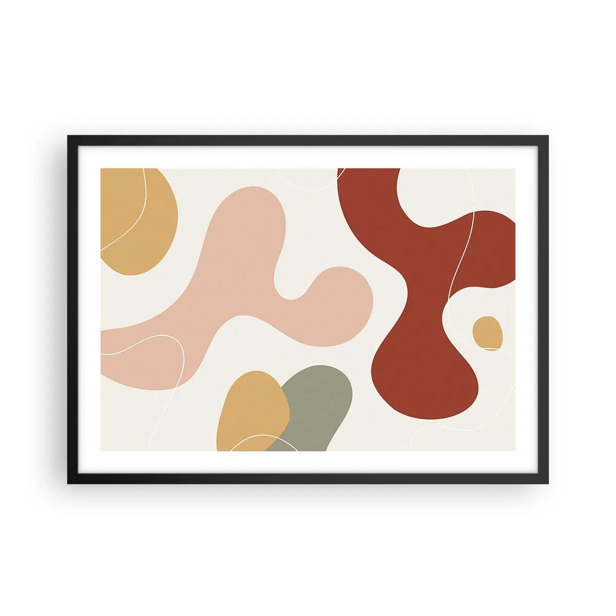 Pôster com moldura preta - Ziguezagues ornamentais - 70x50 cm