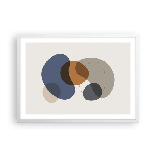 Pôster em moldura branca - Gotas de cor - 70x50 cm