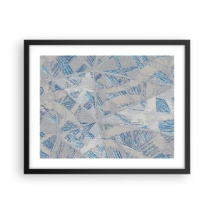 Pôster com moldura preta - Em um labirinto azul e cinza - 50x40 cm