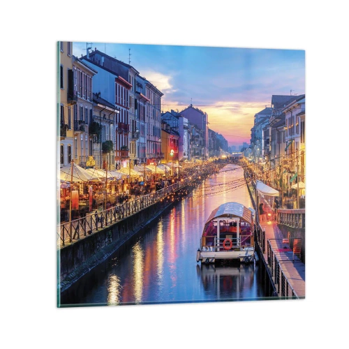 Quadro em vidro - Uma noite de luz e diversão - 70x70 cm