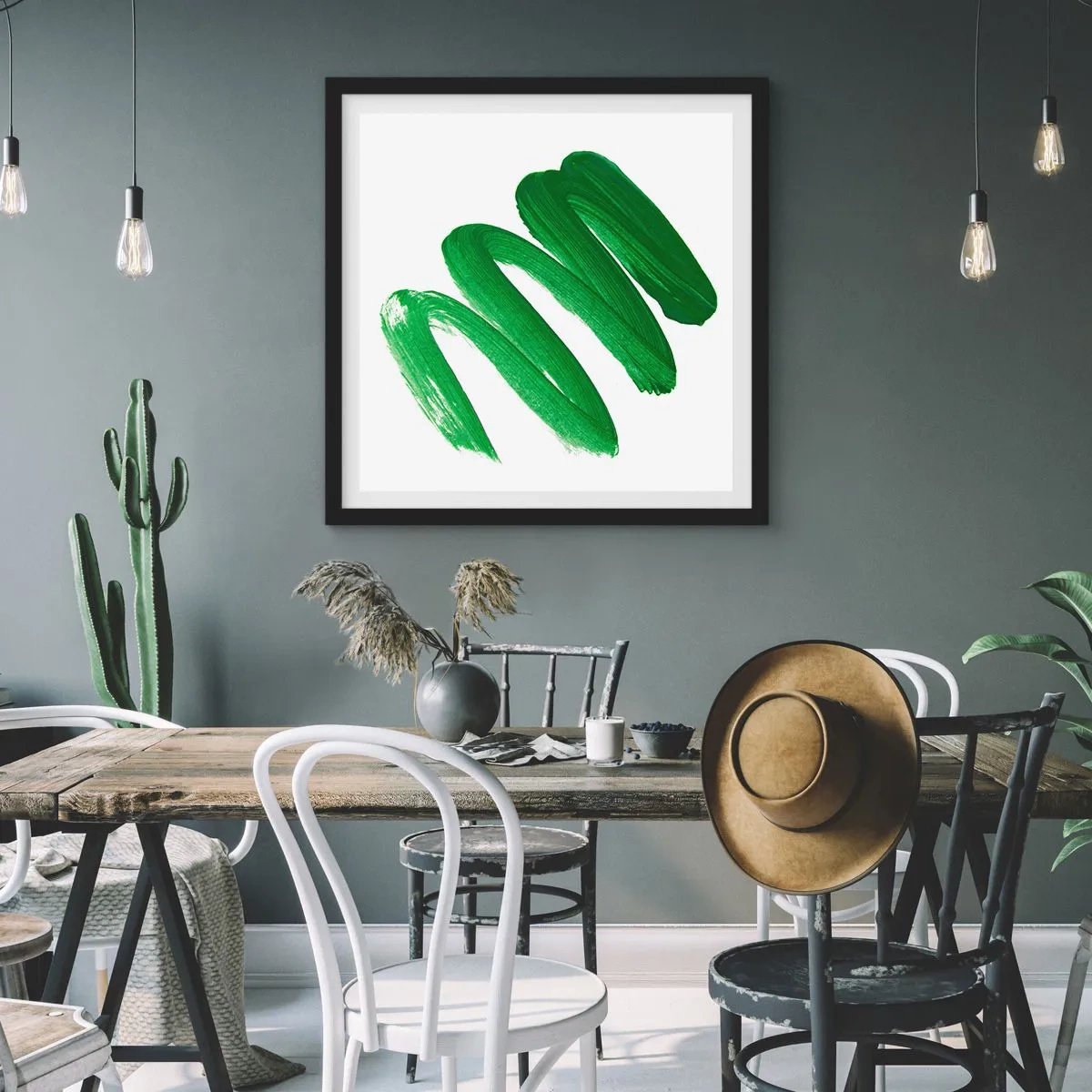 Pôster com moldura preta - Piada verde - 30x30 cm