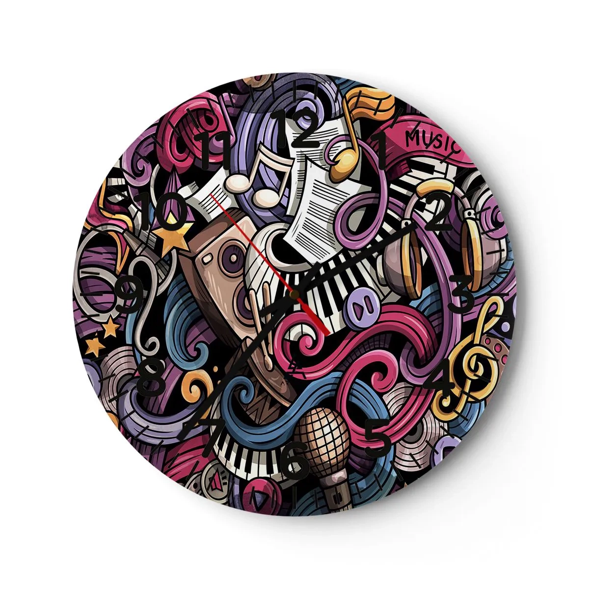 Relógio de parede - Relógio em vidro - Melodia complicada - 40x40 cm