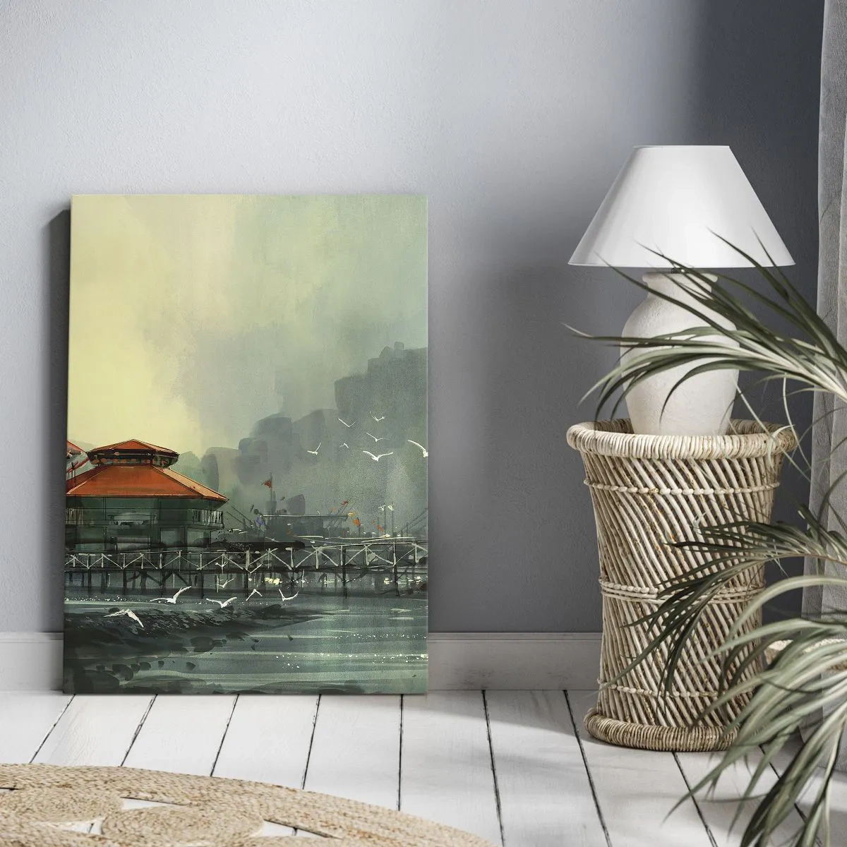 Quadro em tela - Um dia ensolarado no porto - 70x100 cm