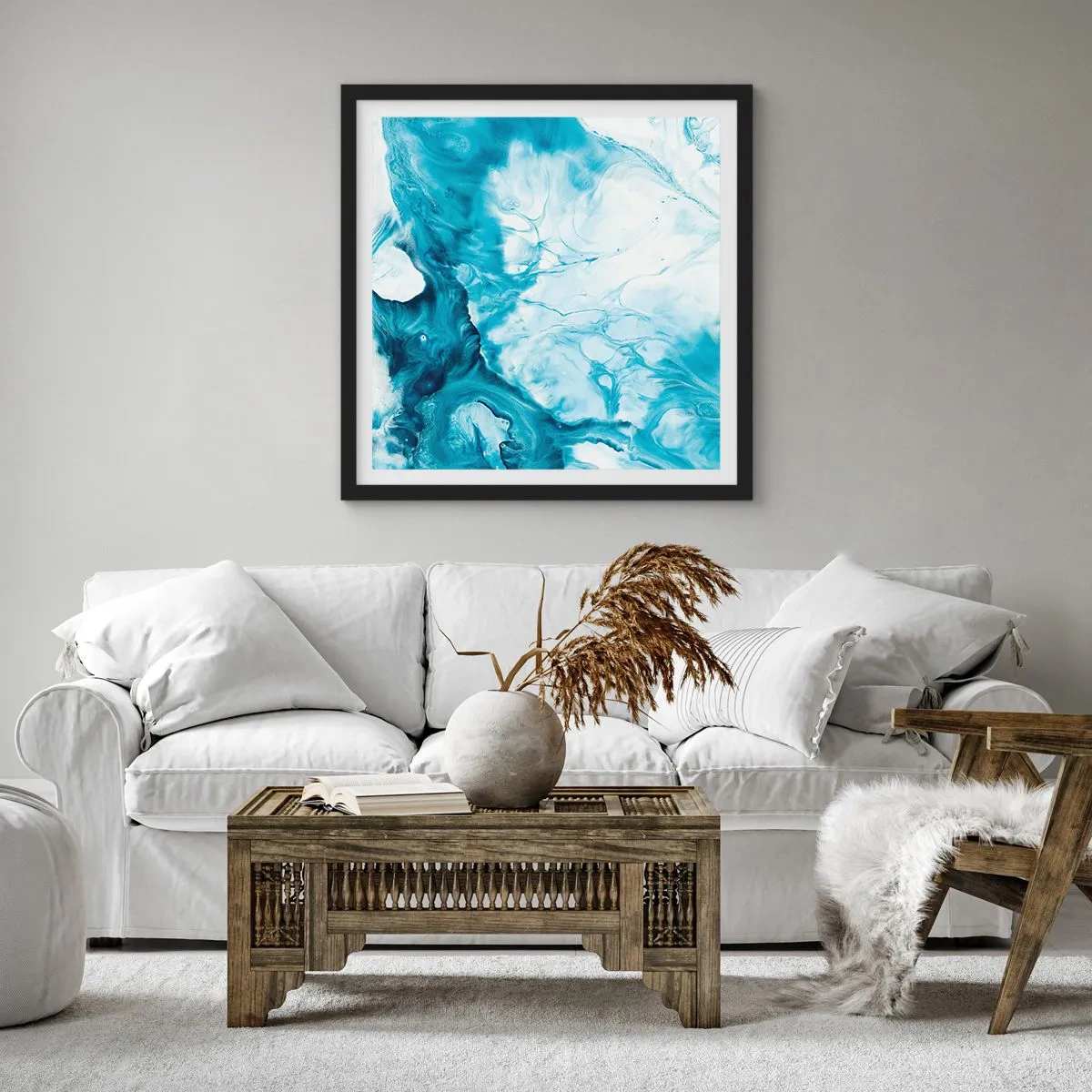 Pôster com moldura preta - Concerto Azul - 30x30 cm