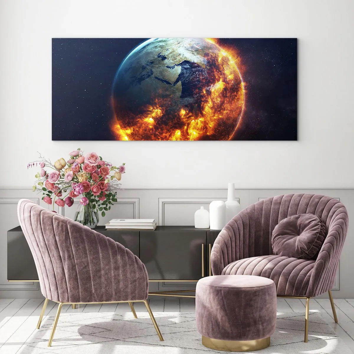 Quadro em vidro - A chama do apocalipse - 120x50 cm