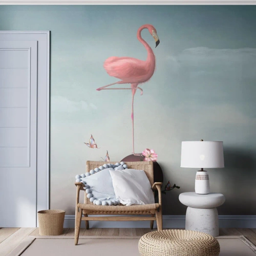 Papel de Parede Premium Canvas - Alegoria do basquetebol - Abstração, Flamingo, Pássaro - 200x140 cm