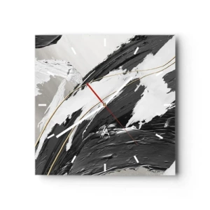 Relógio de parede - Relógio em vidro - Abstração em grande escala - 30x30 cm