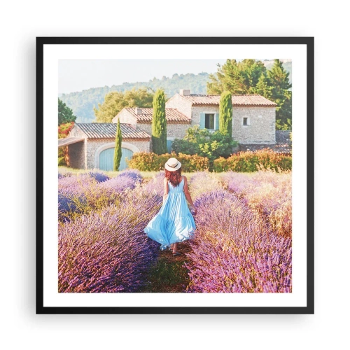 Pôster com moldura preta - Menina Lavanda - 60x60 cm