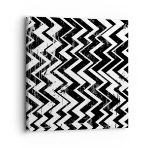 Quadro em tela - Zig-branco, zag-preto - 30x30 cm