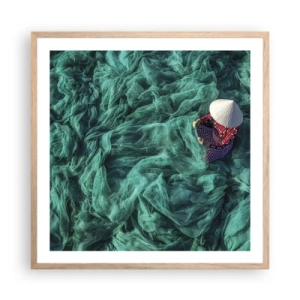 Pôster com moldura de carvalho claro - Num mar de redes - 60x60 cm