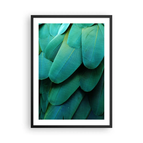 Pôster com moldura preta - Close-up das penas verdes de um pássaro exótico - 50x70cm - Precisão de papagaio - Decoração de parede moderna para a sala de estar e quarto ARTTOR