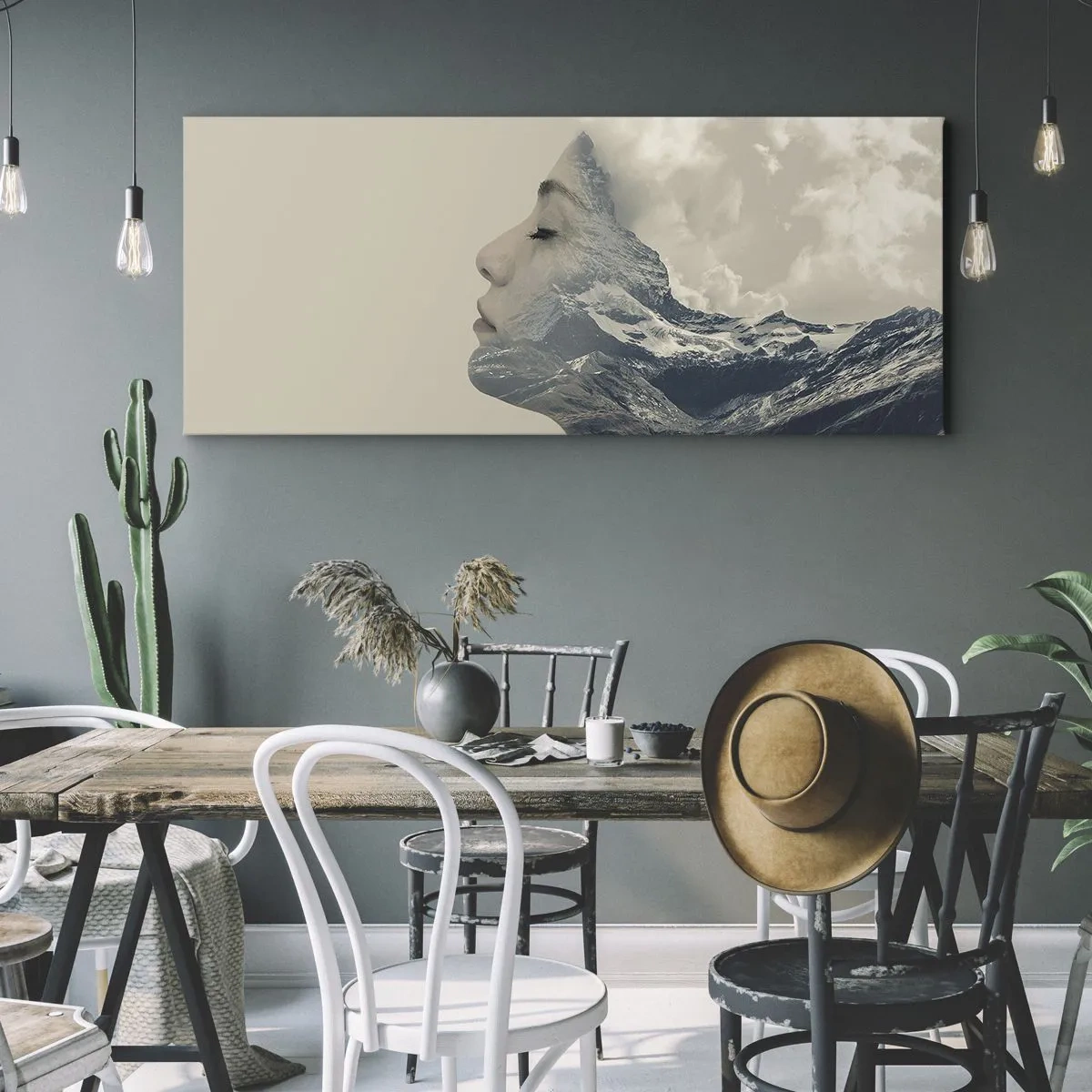 Quadro em tela - A beleza dos elementos da natureza - 90x30 cm