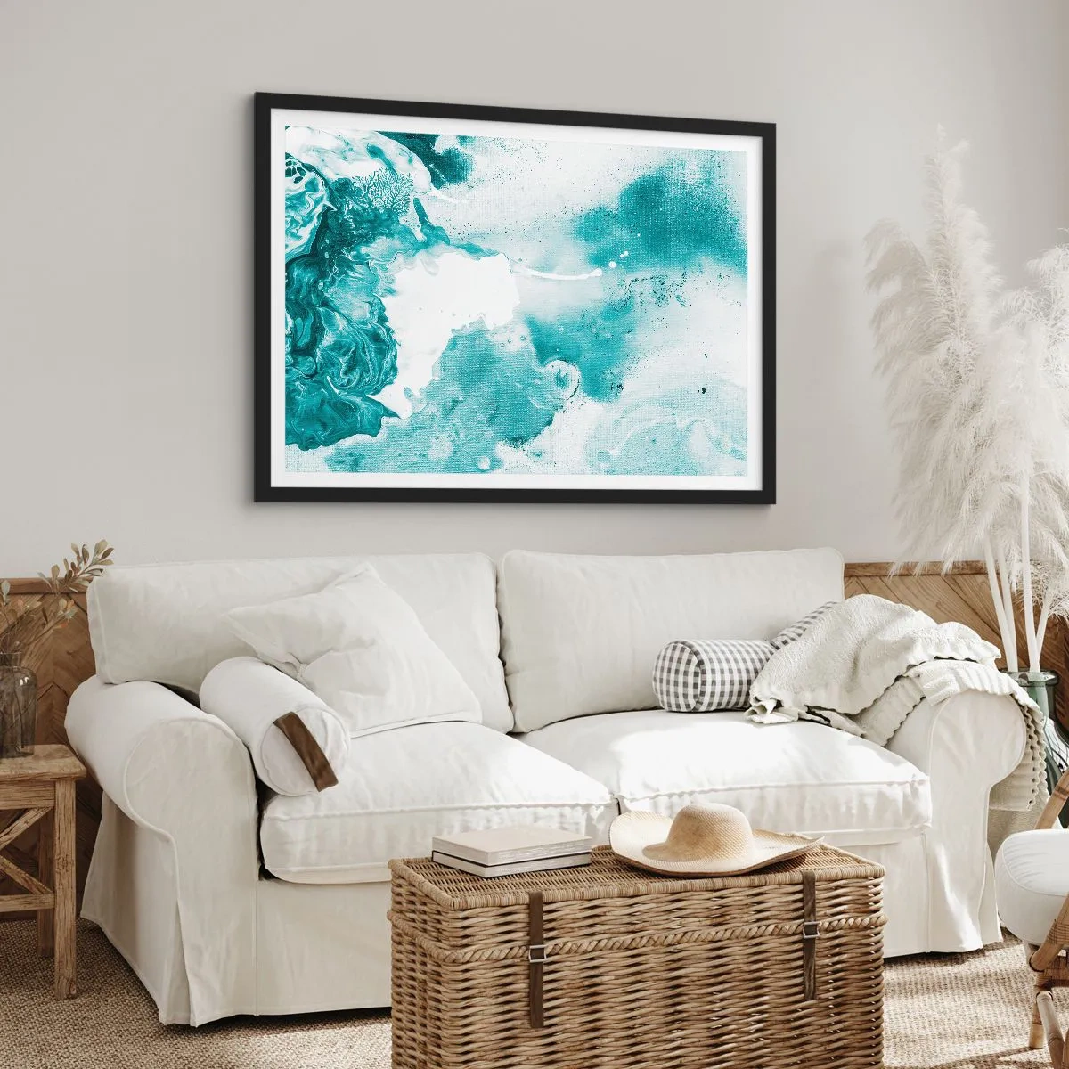 Pôster com moldura preta - Inundado em azul - 70x50 cm