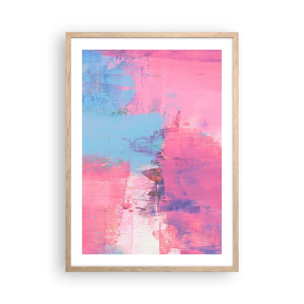 Pôster com moldura de carvalho claro - Rosa, azul e uma pitada de luz - 50x70 cm