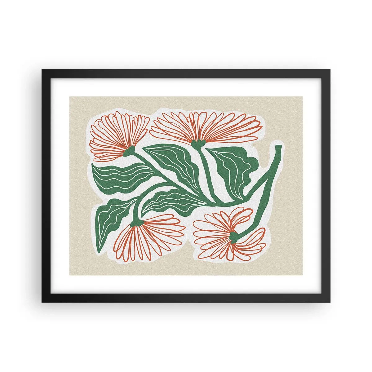 Pôster com moldura preta - Folclórico e moderno - 50x40 cm