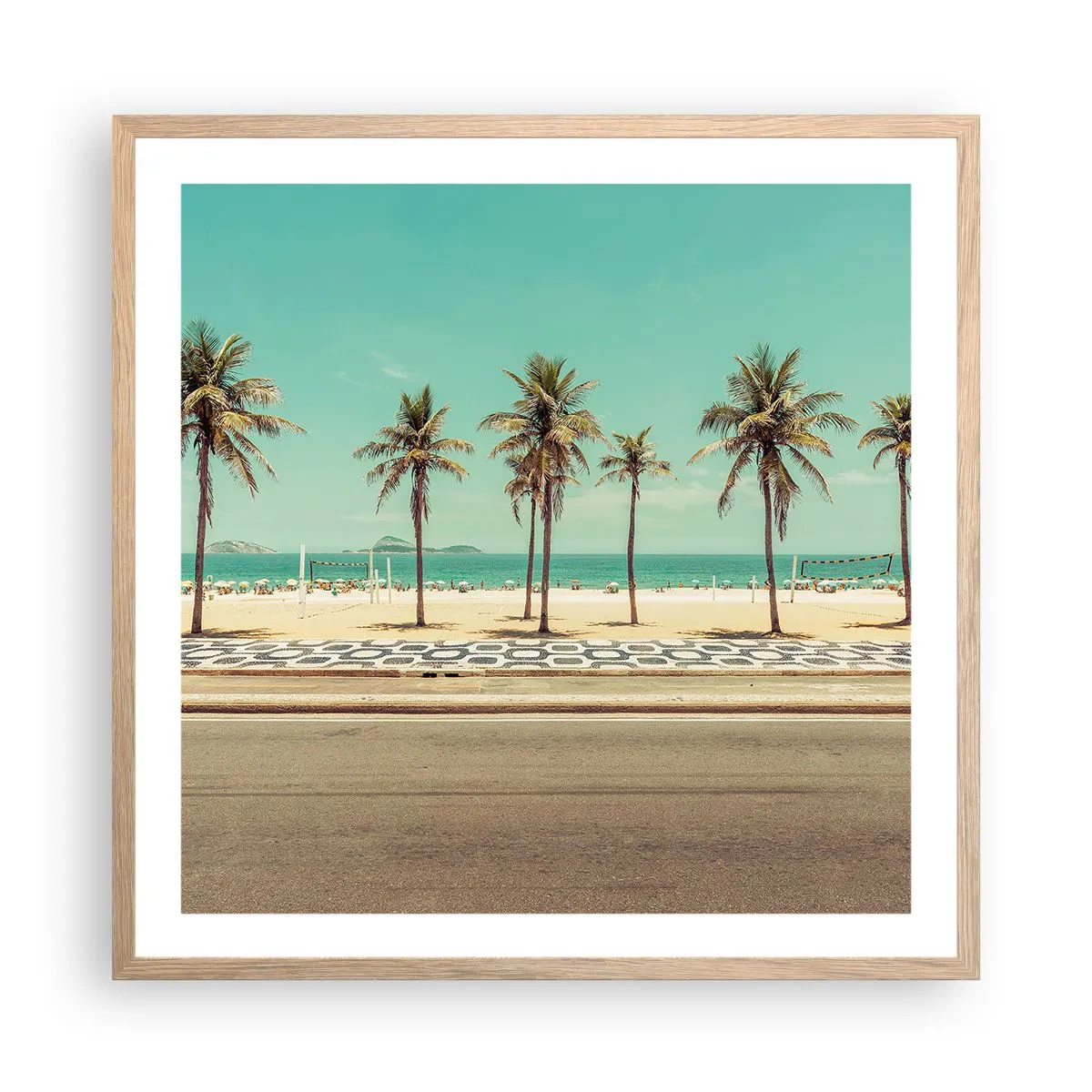 Pôster com moldura de carvalho claro - Em guarda da praia - 60x60 cm