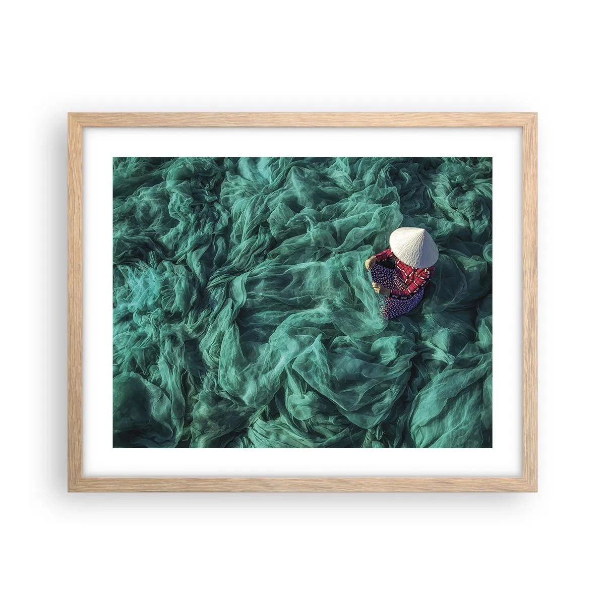 Pôster com moldura de carvalho claro - Num mar de redes - 50x40 cm