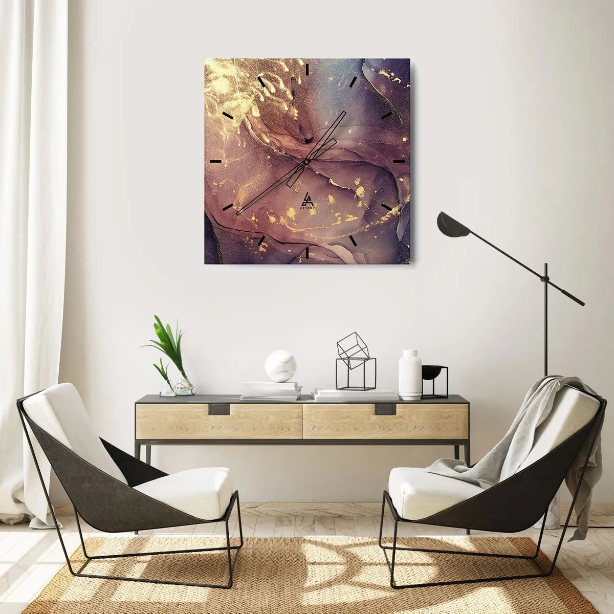 Relógio de parede - Relógio em vidro - Matéria e espírito - 40x40 cm