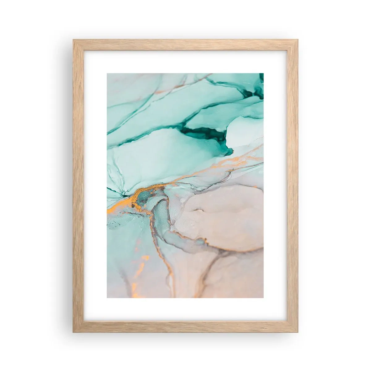 Pôster com moldura de carvalho claro - Dança das formas e cores - 30x40 cm