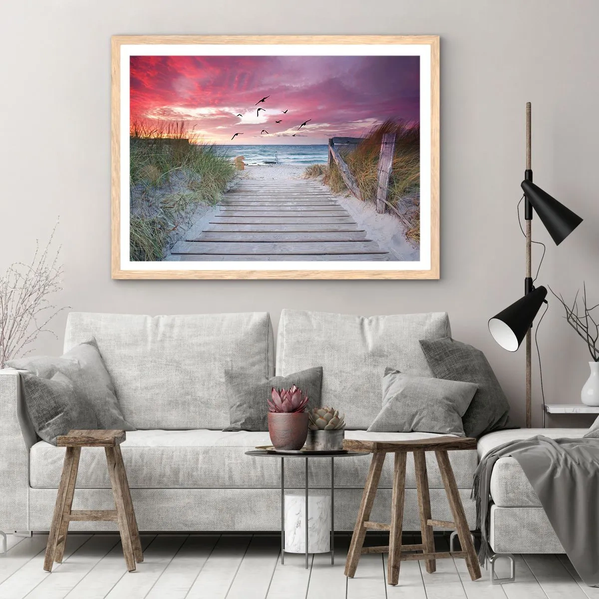 Pôster com moldura de carvalho claro - Impressão do Báltico - 50x40 cm