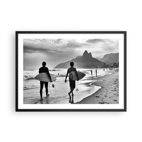 Pôster com moldura preta - Samba para uma onda - 70x50 cm