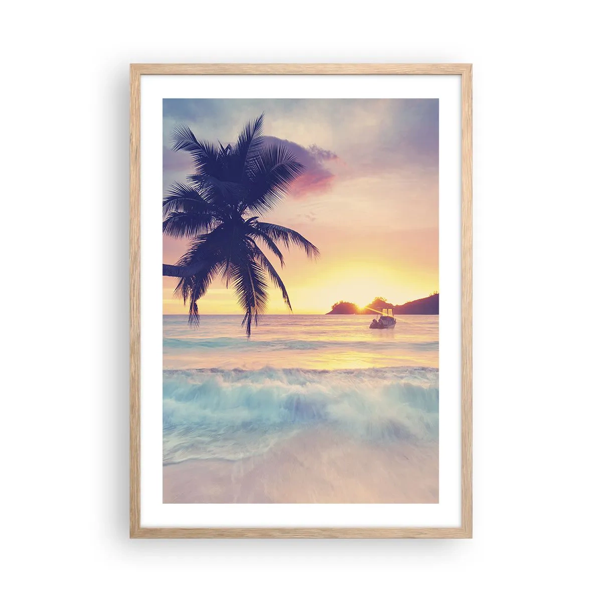 Pôster com moldura de carvalho claro - Noite na baía - 50x70 cm