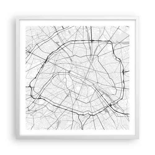 Pôster em moldura branca - Flor de Paris - 60x60 cm