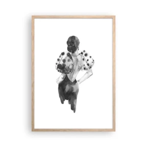 Pôster com moldura de carvalho claro - Ela passou por aqui - 50x70 cm