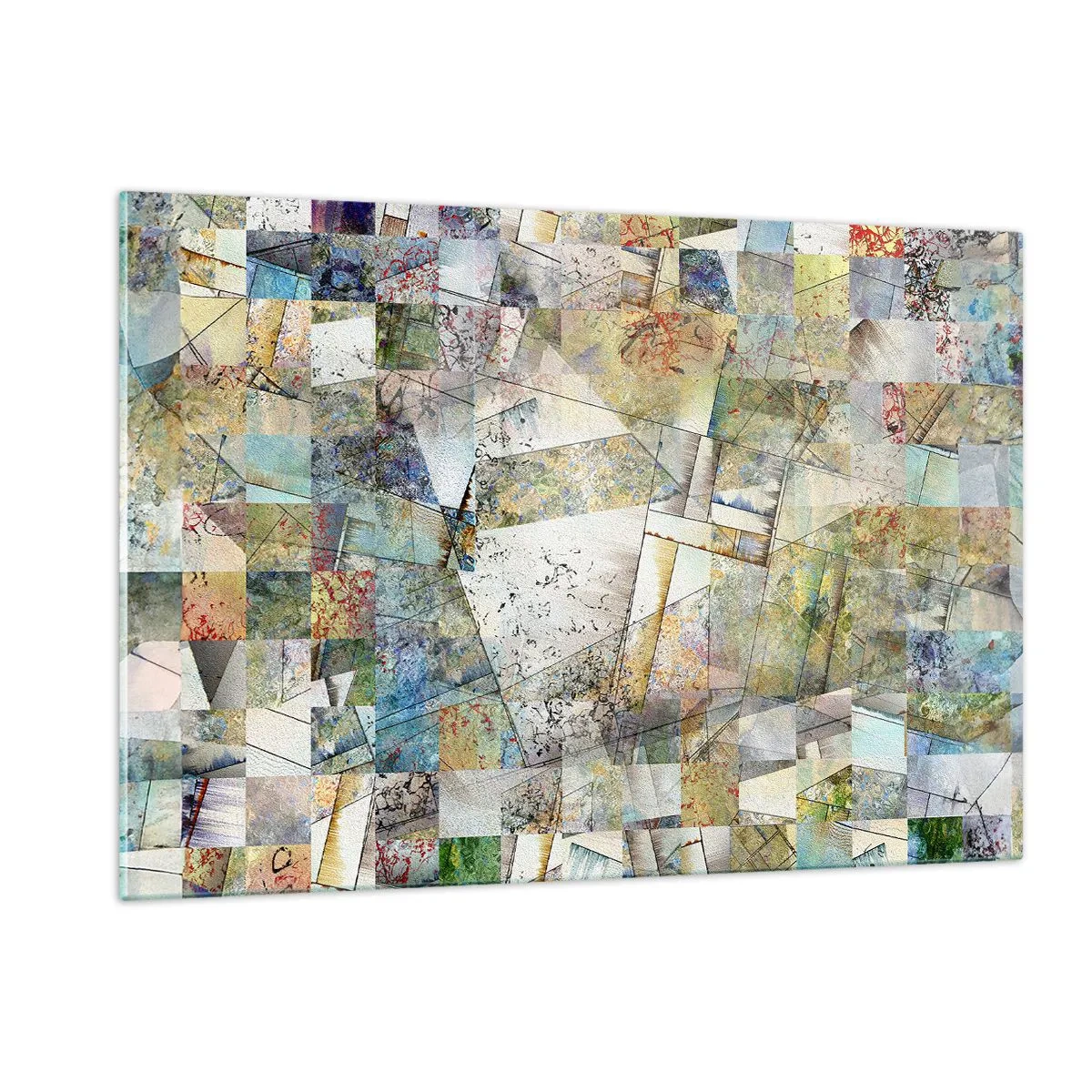 Quadro em vidro - Embaralhamento geométrico - 120x80 cm