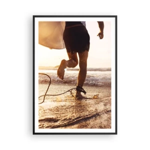 Pôster com moldura preta - Encontro das ondas - 70x100 cm