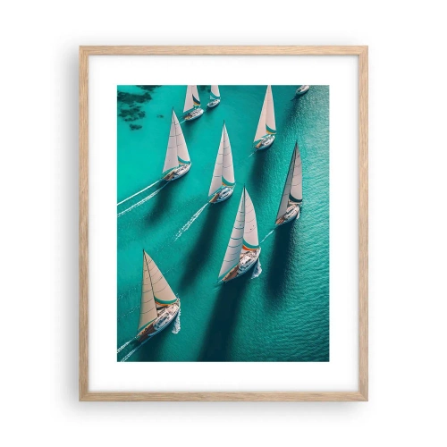 Pôster com moldura de carvalho claro - Numa competição com o vento - 40x50 cm