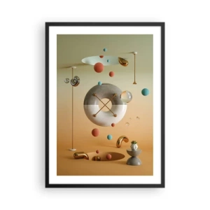 Pôster com moldura preta - Uma composição abstrata de formas geométricas em cores quentes. - 50x70cm - Nada pode acontecer - Decoração de parede moderna para a sala de estar e quarto ARTTOR