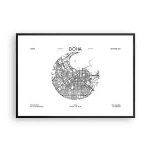 Pôster com moldura preta - Anatomia de Doha - 100x70 cm