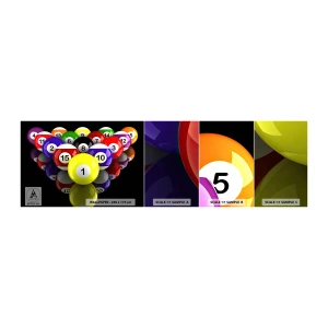 Amostra de papel de parede autocolante Deluxe Sticker - As diferentes cores do jogo - Esporte, Bilhar, Bolas de bilhar - 100x30 cm