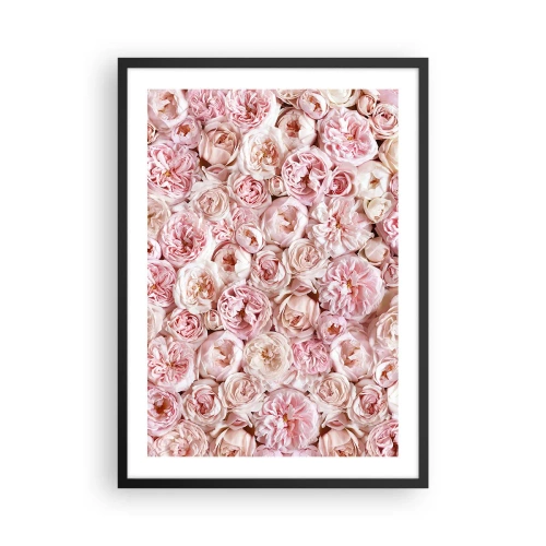 Pôster com moldura preta - Um arranjo romântico de flores rosas em close-up - 50x70cm - Uma cama de rosas - Decoração de parede moderna para a sala de estar e quarto ARTTOR