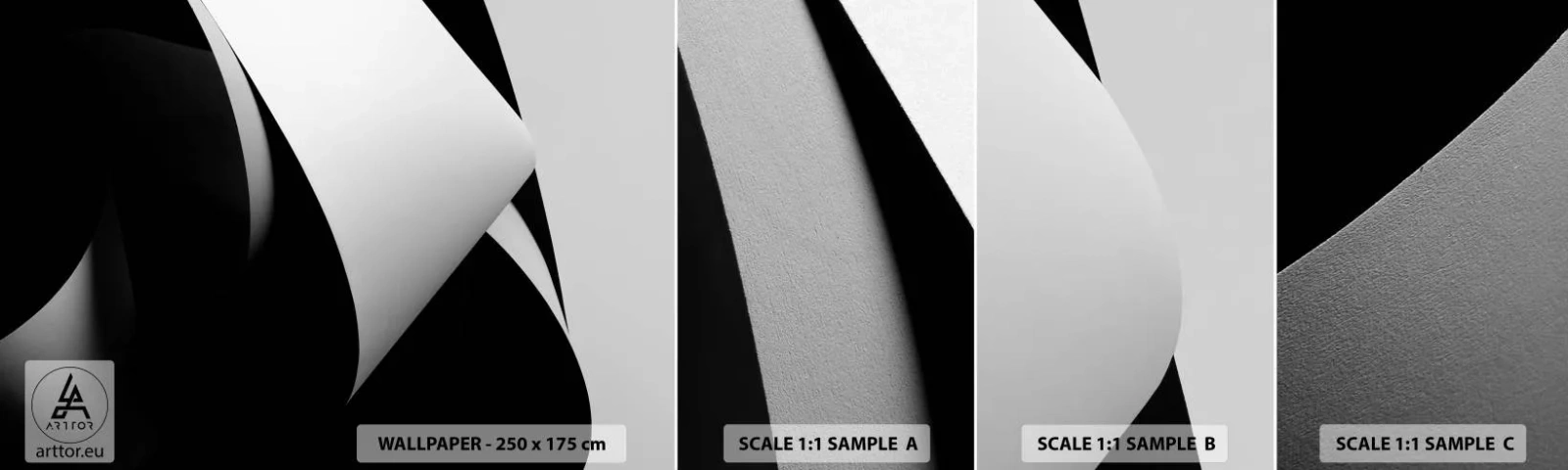 Amostra de Papel de Parede Standard Eco - Planos de luz das profundezas da sombra - 3D, Subjugado, Formas - 100x30 cm