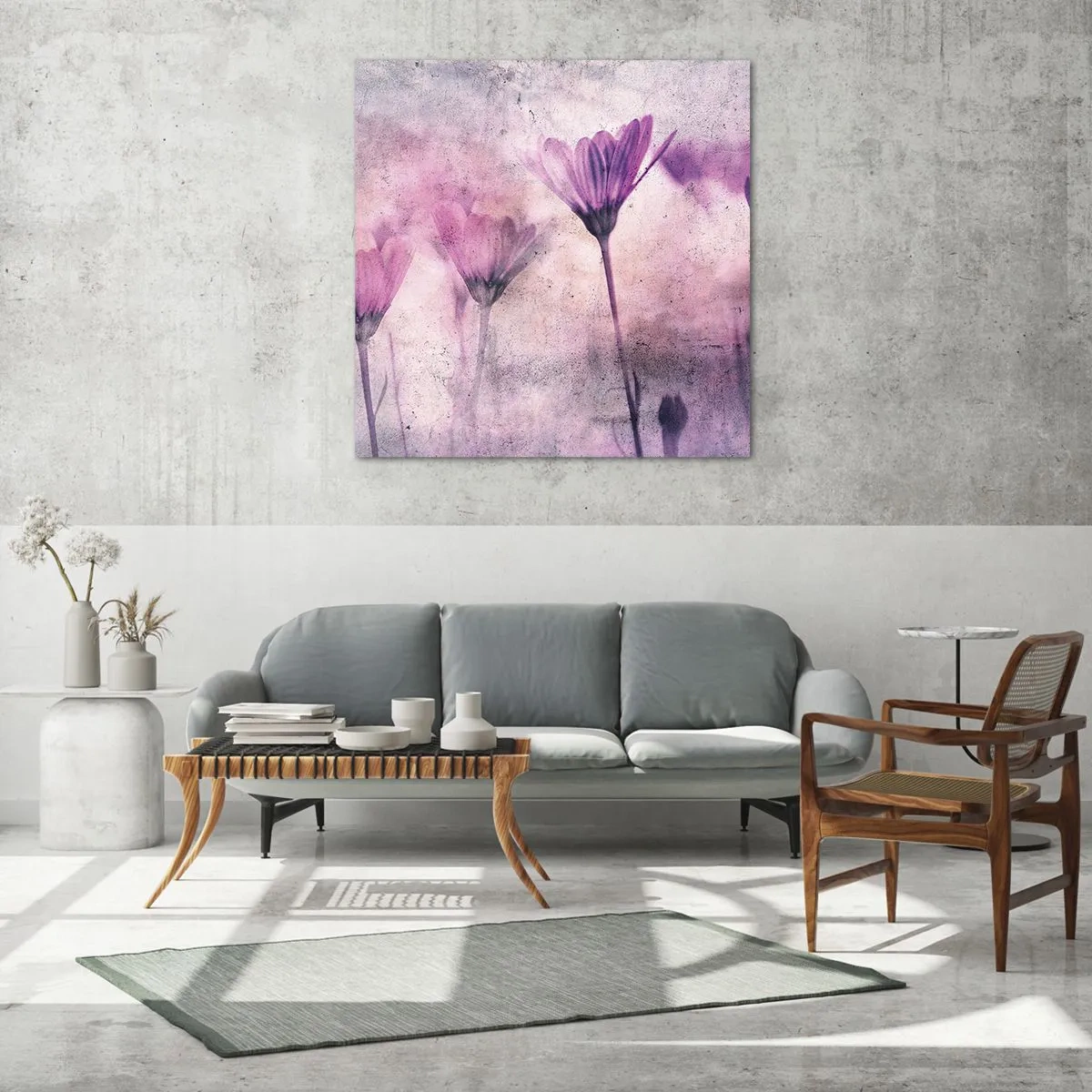 Quadro em vidro - Sonho de flores - 60x60 cm