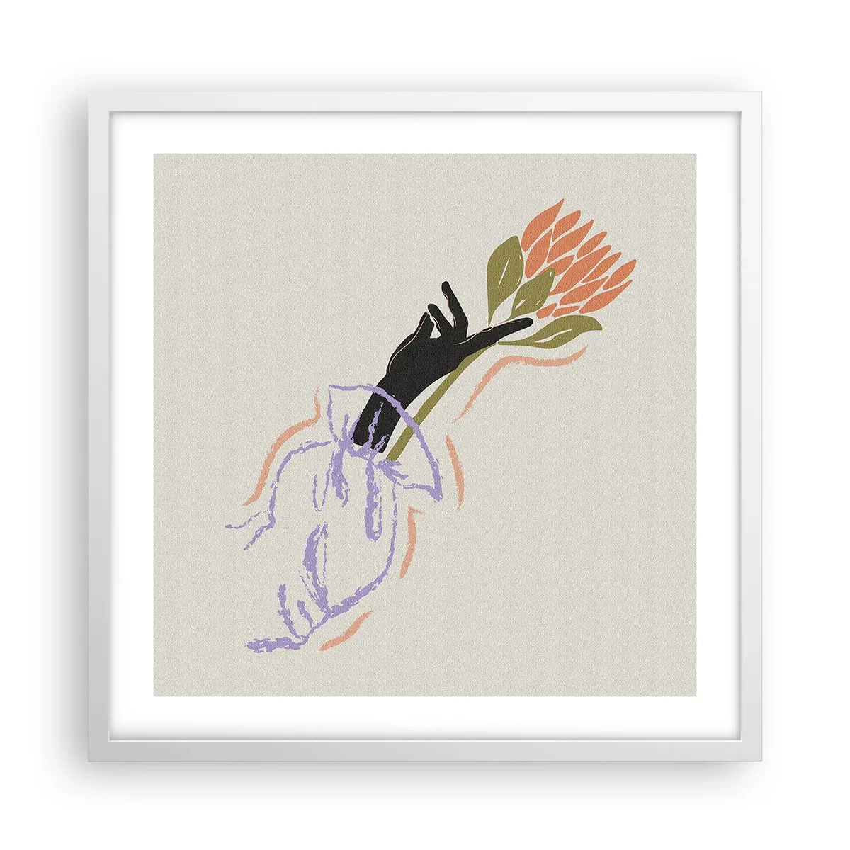 Pôster em moldura branca - Toque fraterno - 50x50 cm