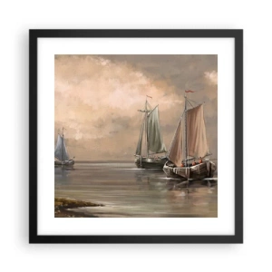 Pôster com moldura preta - Regresso dos marinheiros - 40x40 cm