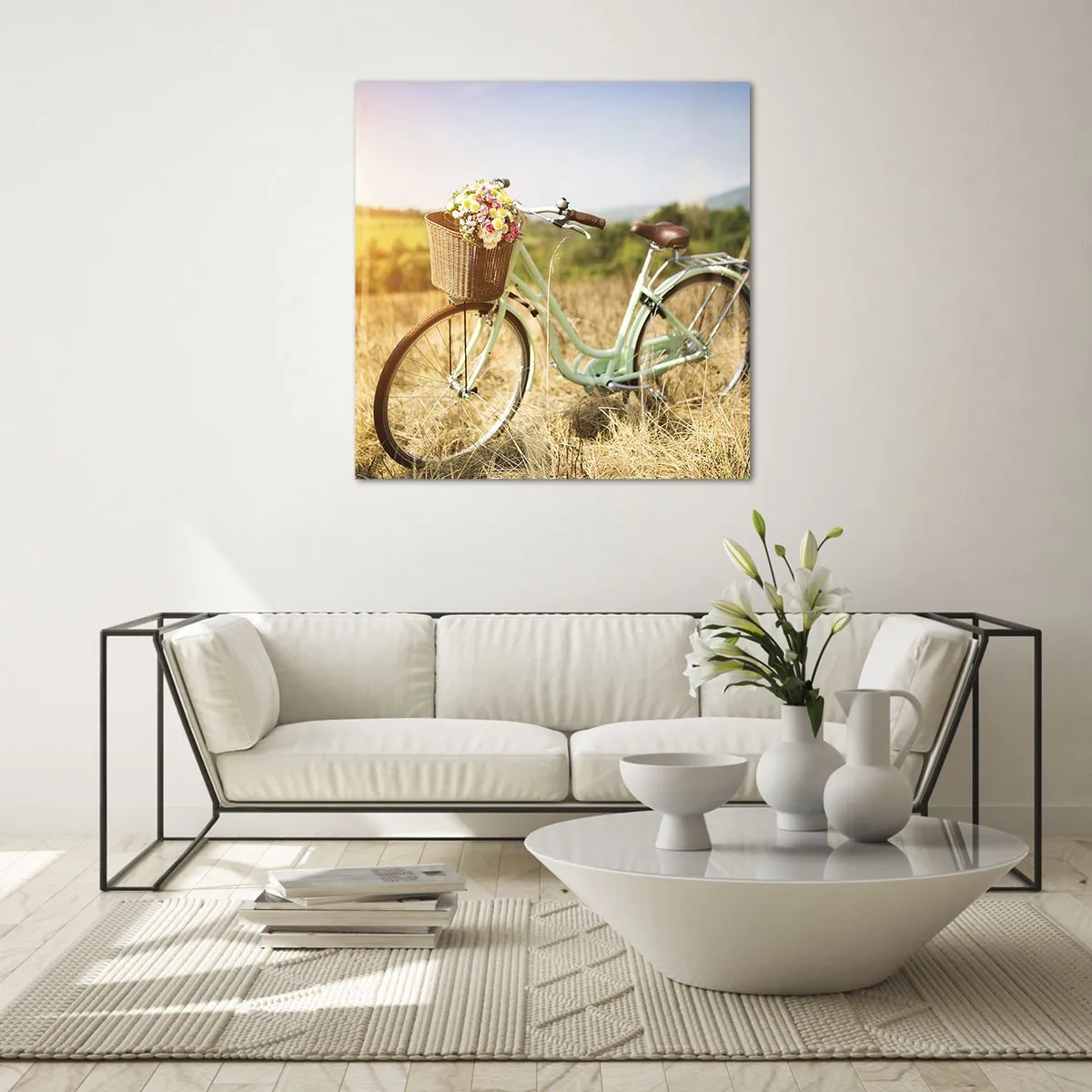 Quadro em vidro - Vou ficar aqui por um tempo - 60x60 cm